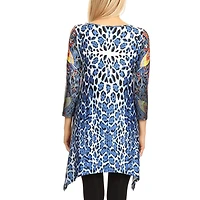 White Mark Womens Round Neck 3/4 Sleeve Tunic Top