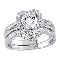 Womens 1 1/3 CT. Cubic Zirconia Sterling Silver Heart Bridal Set