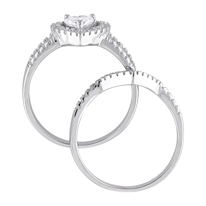 Womens 1 1/3 CT. Cubic Zirconia Sterling Silver Heart Bridal Set