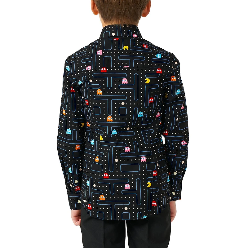 Opposuits Little Boys Spread Collar Long Sleeve Pacman Dress Shirt