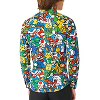 Opposuits Big Kid Boys Spread Collar Long Sleeve Super Mario Dress Shirt