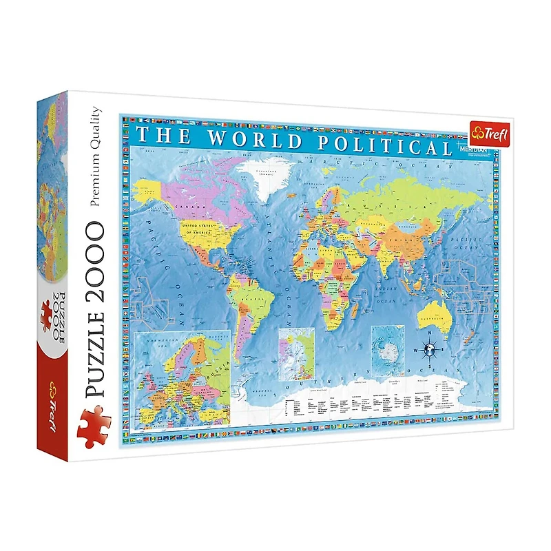 Trefl Puzzles - 2000 Piece Political Map Of The World 2000-pc. Puzzle