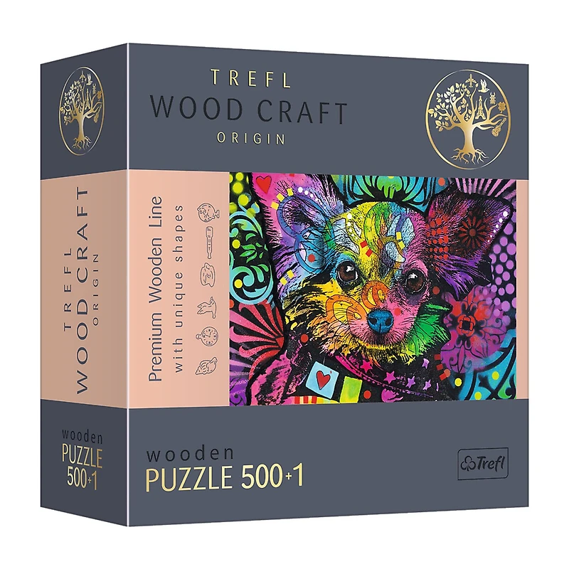 Trefl Puzzles - 501 Piece Wood Colorful Puppy 501-pc. Puzzle