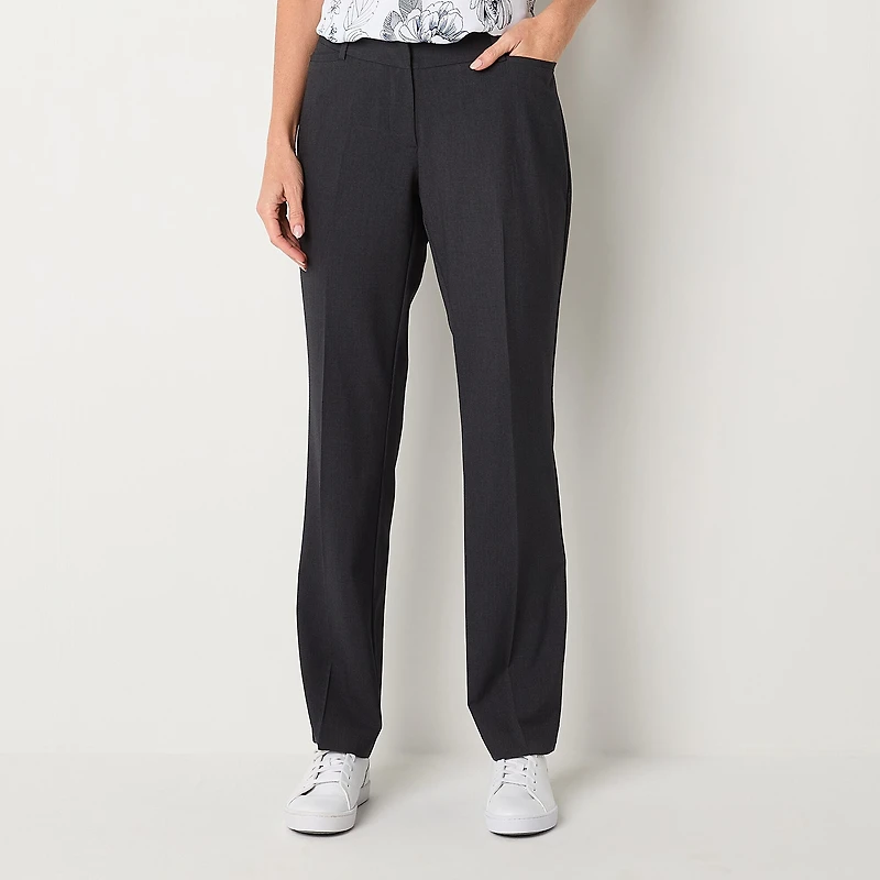 Liz Claiborne Audra Womens Adaptive Easy-on + Easy-off Straight Mid Rise Trouser