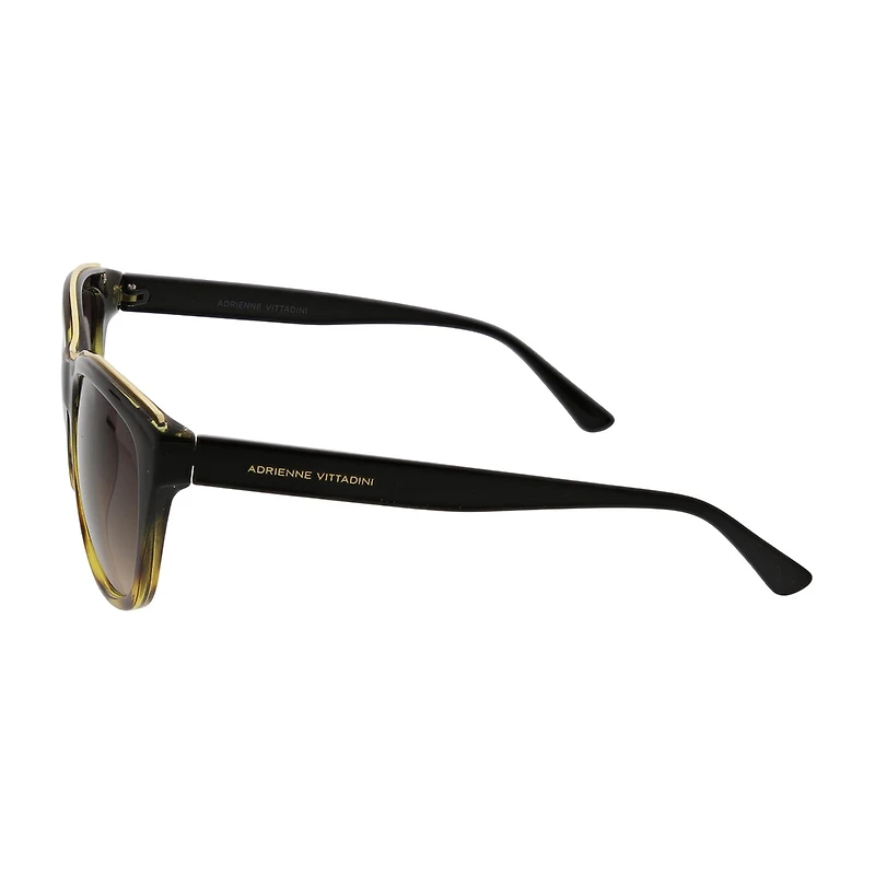 Adrienne Vittadini Wrapped Cateye With Top Brow Bar Inlay Womens UV Protection Cat Eye Sunglasses