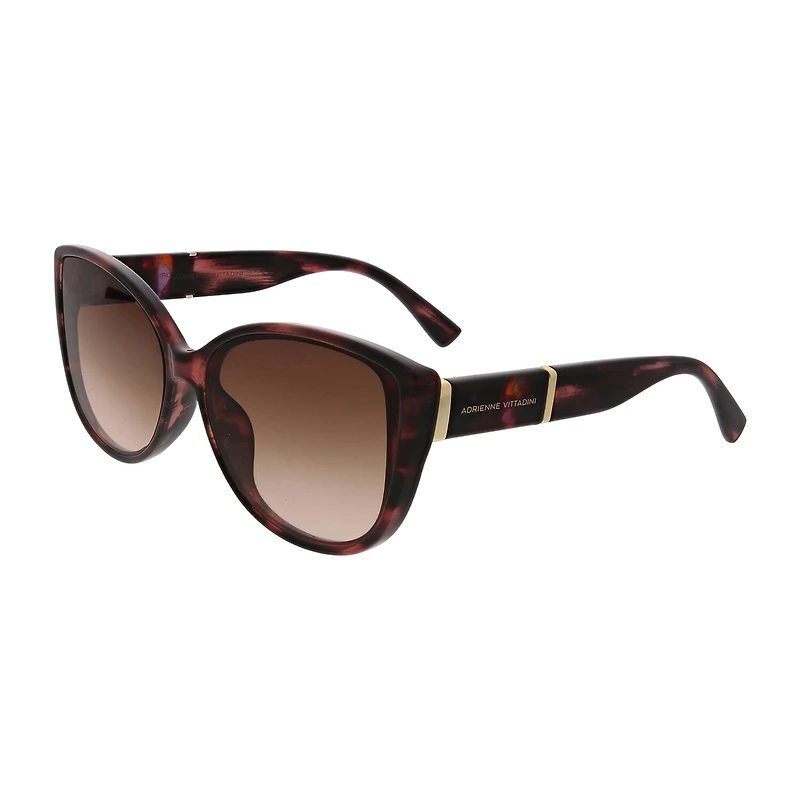 Adrienne Vittadini Rounded Modern Cateye Metal Bar Womens UV Protection Cat Eye Sunglasses
