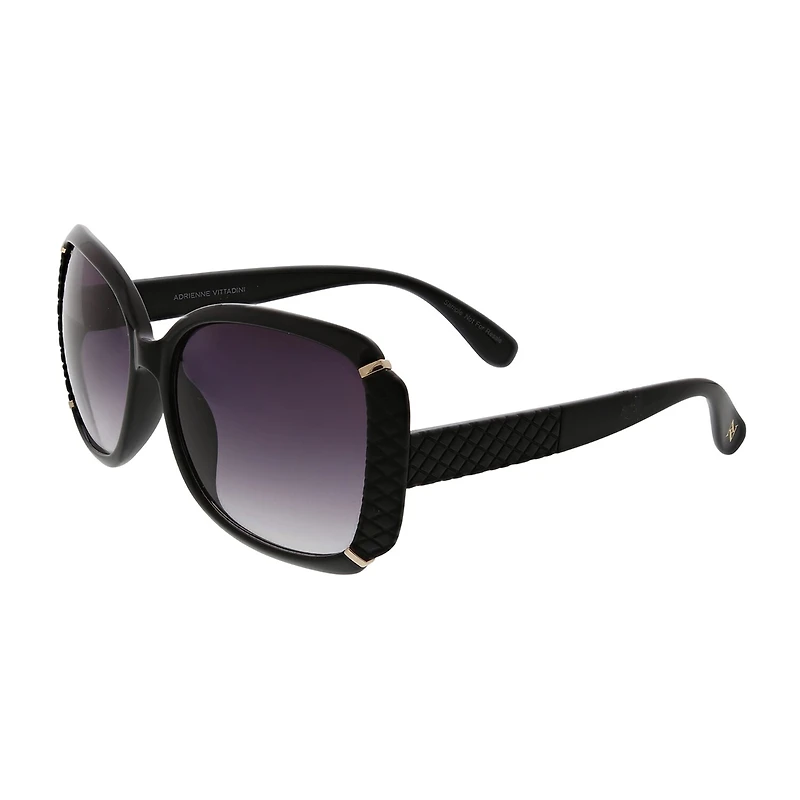 Adrienne Vittadini Femme Rectangle Metal Bar N Quilted Detail Womens UV Protection Square Sunglasses