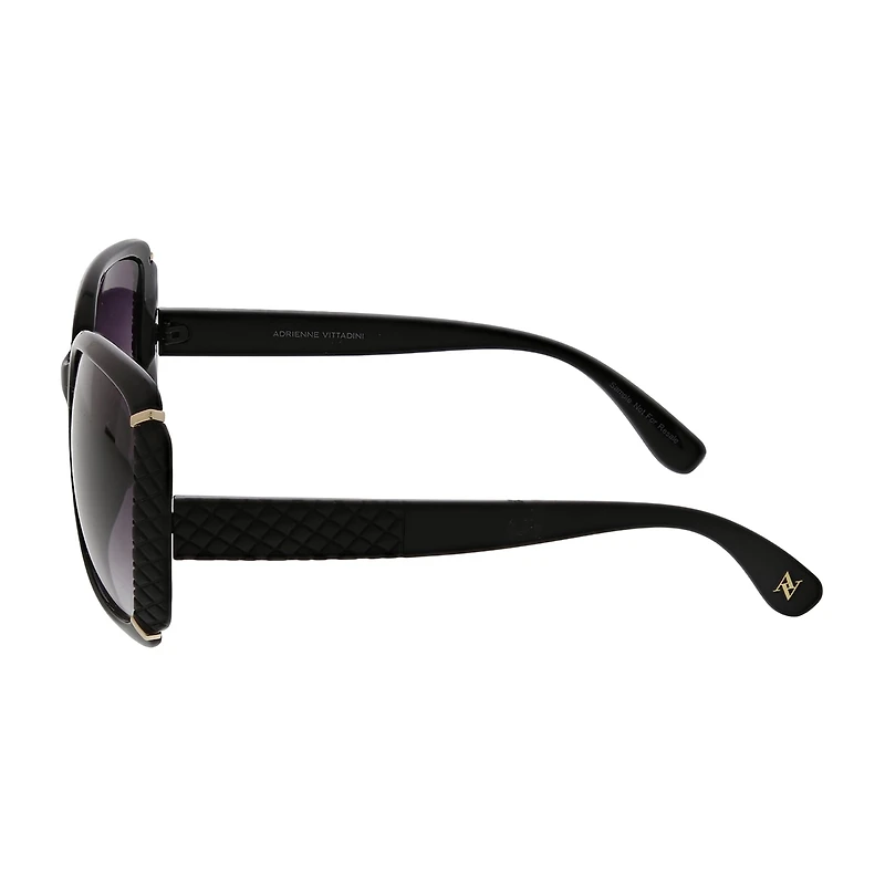 Adrienne Vittadini Femme Rectangle Metal Bar N Quilted Detail Womens UV Protection Square Sunglasses