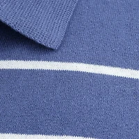 Haggar Linen Blend Retro Stripe Mens Short Sleeve Button Polo Sweater