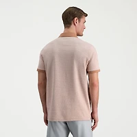 Haggar Rib Knit Zip Front Mens Regular Fit Short Sleeve Polo Shirt