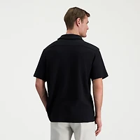 Haggar Knit Jacquard Mens Short Sleeve Regular Fit Button-Down Shirt
