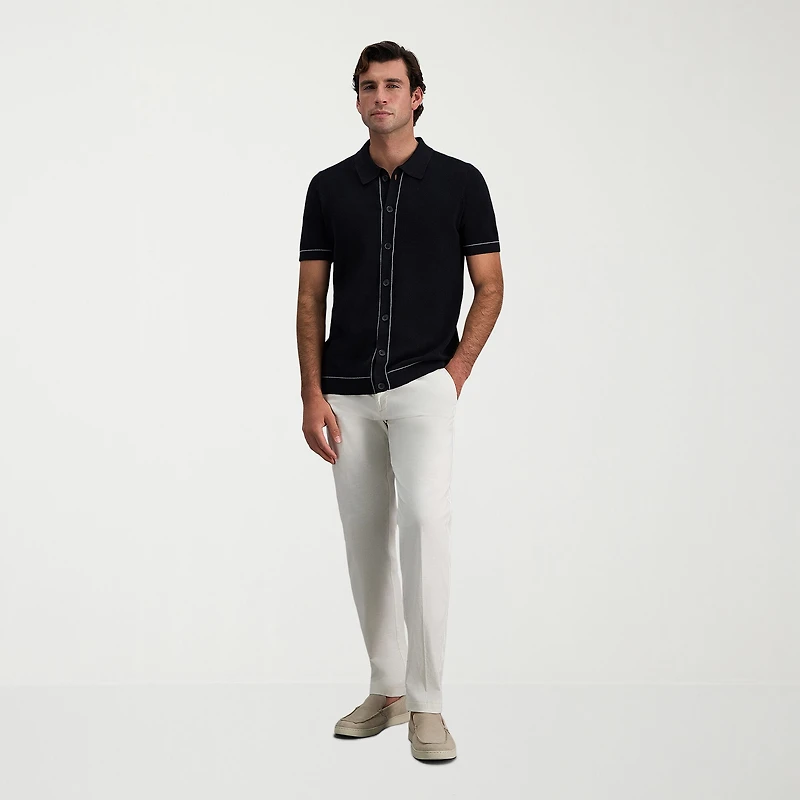 Haggar Button Front Mens Short Sleeve Polo Sweater