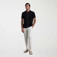 Haggar Button Front Mens Short Sleeve Polo Sweater