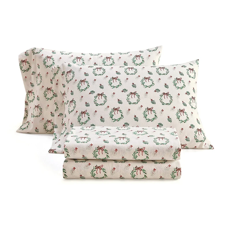 Martha Stewart Wreaths Mistletoe Sheet Set