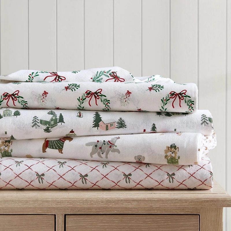 Martha Stewart Wreaths Mistletoe Sheet Set