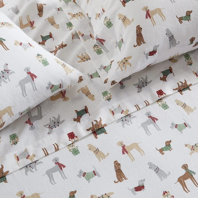 Martha Stewart Holiday Pups Sheet Set