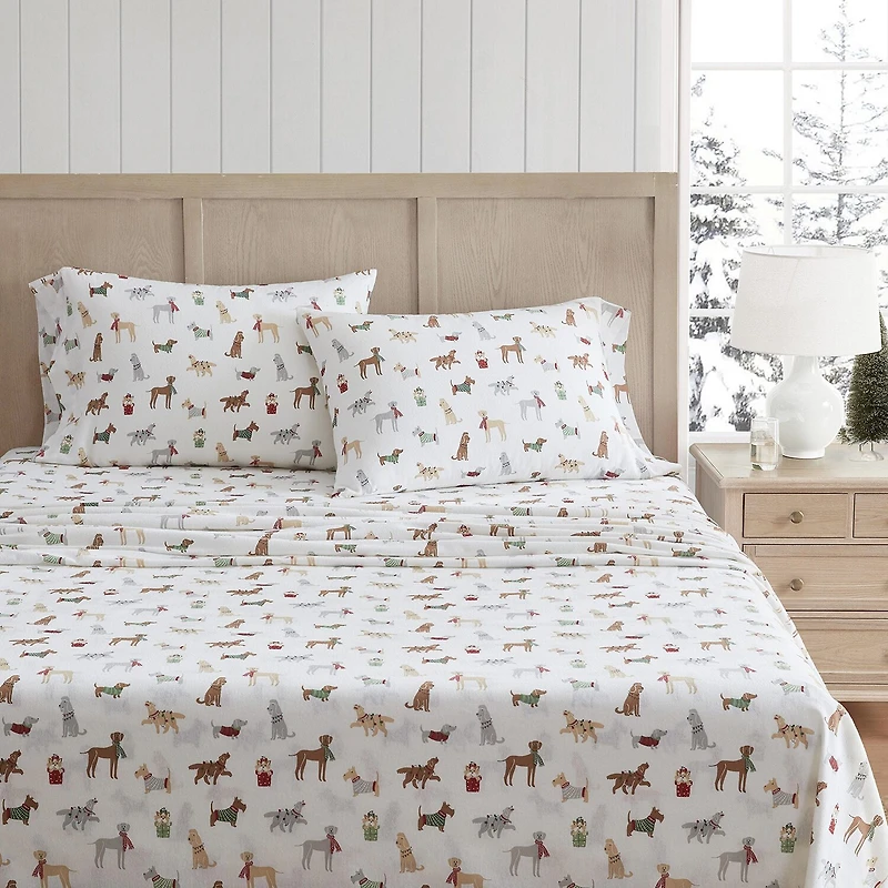 Martha Stewart Holiday Pups Sheet Set