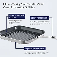 Tramontina Utsava Stainless Steel 10" Grill Pan