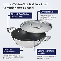 Tramontina Utsava Stainless Steel 2.7-qt. Covered Kadai
