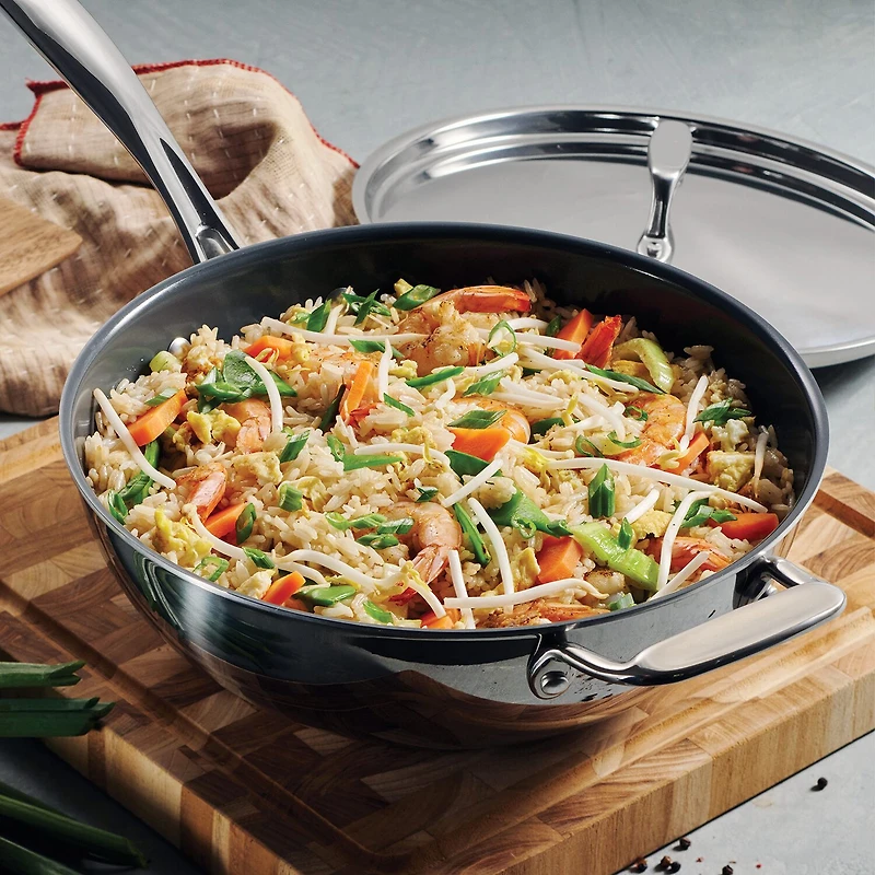 Tramontina Utsava Stainless Steel 3.75-qt. Covered Wok