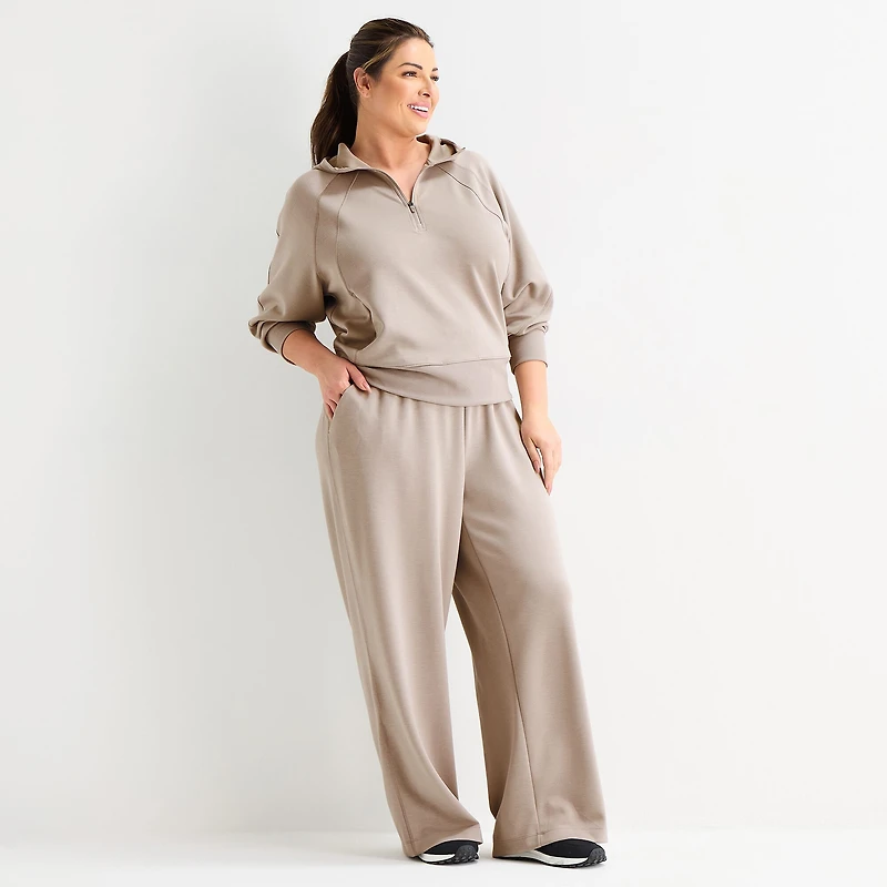 Xersion Womens Plus Scuba Luxe Open Hem Pant
