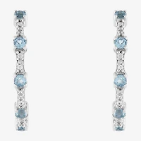 Limited Quantities! Womens Genuine Blue Topaz Sterling Silver 25.5mm Hoop Earrings