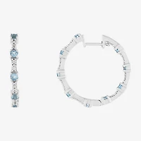 Limited Quantities! Womens Genuine Blue Topaz Sterling Silver 25.5mm Hoop Earrings