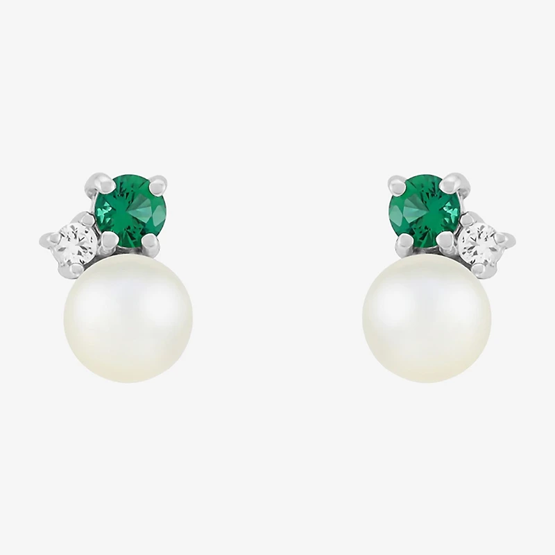 Limited Quantities! Genuine White Cultured Freshwater Pearl Sterling Silver 8.5mm Stud Earrings