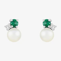 Limited Quantities! Genuine White Cultured Freshwater Pearl Sterling Silver 8.5mm Stud Earrings