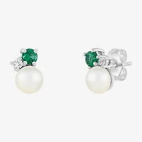 Limited Quantities! Genuine White Cultured Freshwater Pearl Sterling Silver 8.5mm Stud Earrings