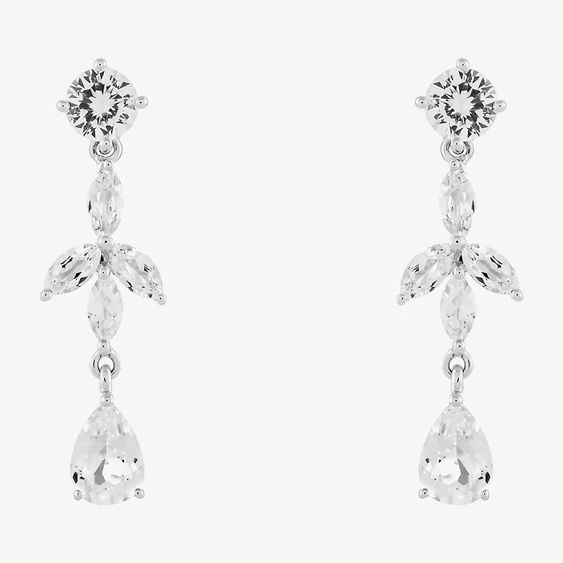 Limited Quantities! Womens Lab Created White Sapphire Sterling Silver Drop Earrings