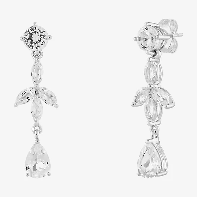 Limited Quantities! Womens Lab Created White Sapphire Sterling Silver Drop Earrings