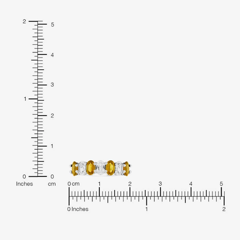 Limited Quantities! Womens 2MM Genuine Yellow Citrine Sterling Silver Band