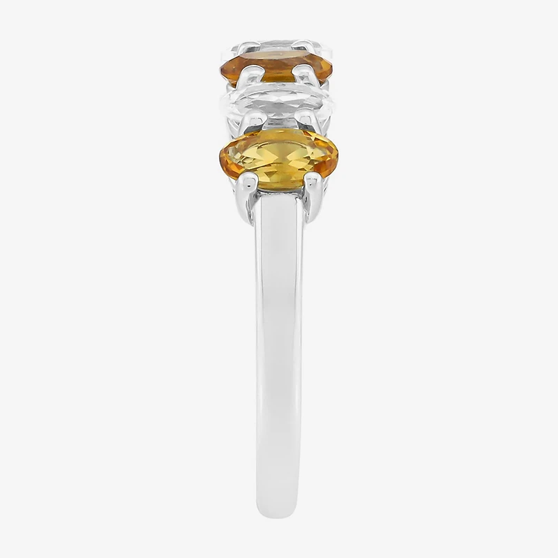 Limited Quantities! Womens 2MM Genuine Yellow Citrine Sterling Silver Band
