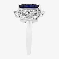 Limited Quantities! Womens Lab Created Blue Sapphire Sterling Silver Marquise Halo Cocktail Ring