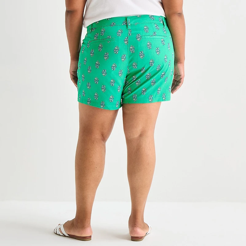 St. John's Bay Womens 6" Mid Rise Plus Chino Short