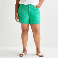 St. John's Bay Womens 6" Mid Rise Plus Chino Short