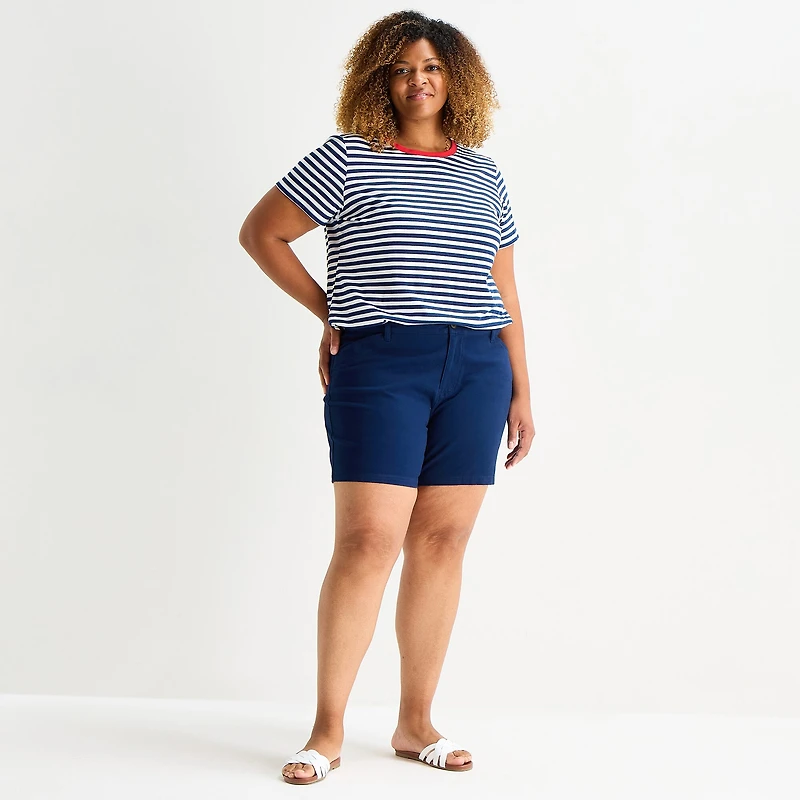 St. John's Bay Womens 6" Mid Rise Plus Chino Short