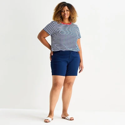 St. John's Bay Womens 6" Mid Rise Plus Chino Short