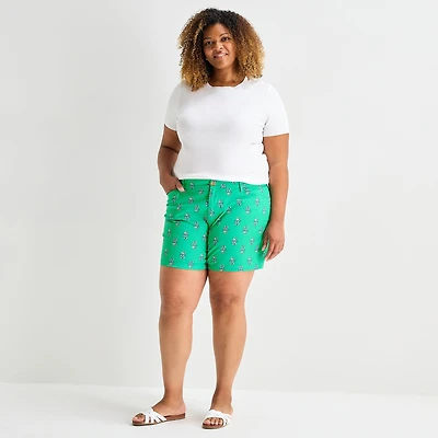 St. John's Bay Womens 6" Mid Rise Plus Chino Short