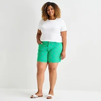 St. John's Bay Womens 6" Mid Rise Plus Chino Short