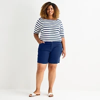 St. John's Bay Womens 8" Mid Rise Plus Chino Short
