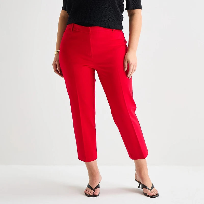 Liz Claiborne Emma Womens Plus Straight Mid Rise Ankle Pant