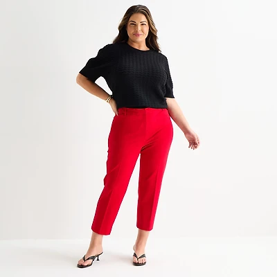 Liz Claiborne Emma Womens Plus Straight Mid Rise Ankle Pant