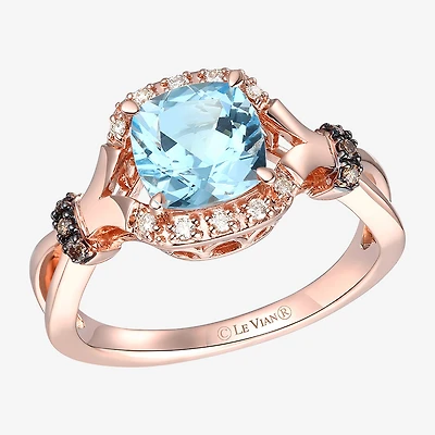 Le Vian® Grand Sample Sale™ Ring featuring 1 1/5 CT. Sea Blue Aquamarine® 1/15 Nude Diamonds™ 1/20 Chocolate Diamonds® set 14K Strawberry Gold®