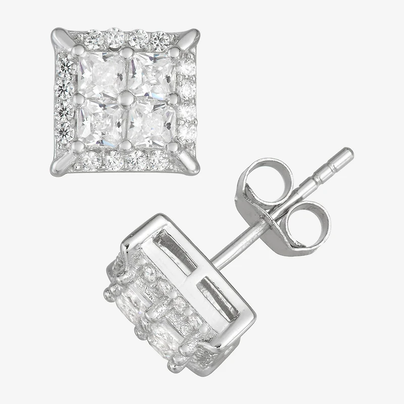 1/2 CT. Cubic Zirconia Sterling Silver 8.1mm Stud Earrings