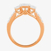 Love Lives Forever (F / Si2) Womens 1 1/2 CT. T.W. Lab Grown White Diamond 10K Gold Side Stone 3-Stone Engagement Ring