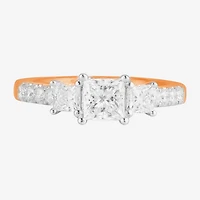 Love Lives Forever (F / Si2) Womens 1 1/2 CT. T.W. Lab Grown White Diamond 10K Gold Side Stone 3-Stone Engagement Ring