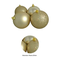 4ct Champagne Gold Shatterproof 4-Finish Christmas Ball Ornaments 6'' (150mm)