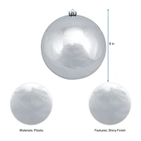 Shiny Silver Shatterproof Christmas Ball Ornament 8'' (200mm)